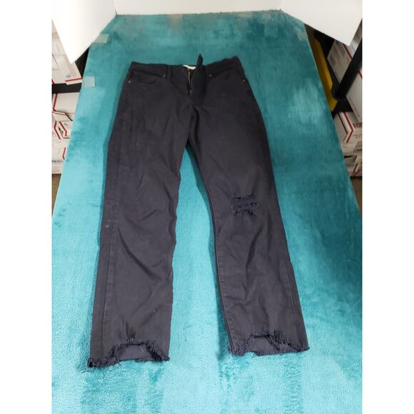 Levis 724 Jeans Size 28 Womens Black Stretch Pant Ladies High Rise Straight Crop - Picture 1 of 14